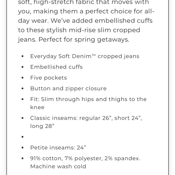 New With Tags Mid Rise Everyday Soft Floral Slim Ankle Jeans Sz 2 NEW 🍁🍁🍂 - Picture 6 of 10